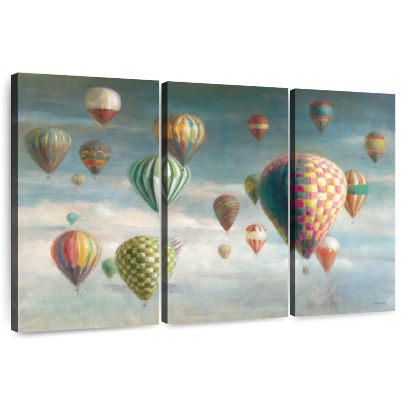 Mehar Hot Air Balloons With Pink, 42" H x 65" W