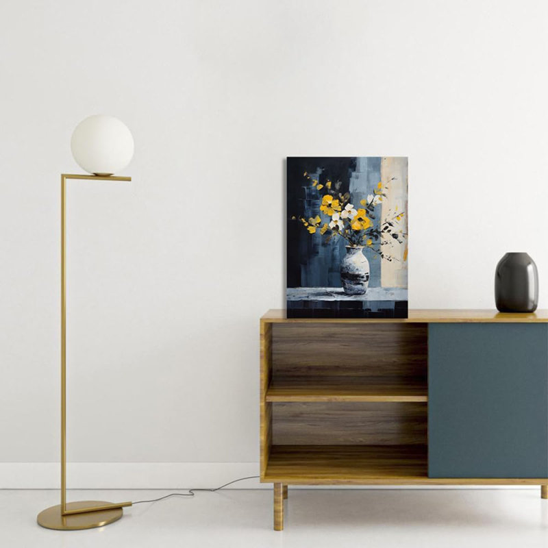 Yellow And Gray Floral Wall Art: Flower Pictures Wall Decor Floral Canvas Wall Art Grey Yellow Bathroom Decor Living Room Accessories Modern Yellow Flower Print Painting Bedroom Kitchen Decor 12"X16"