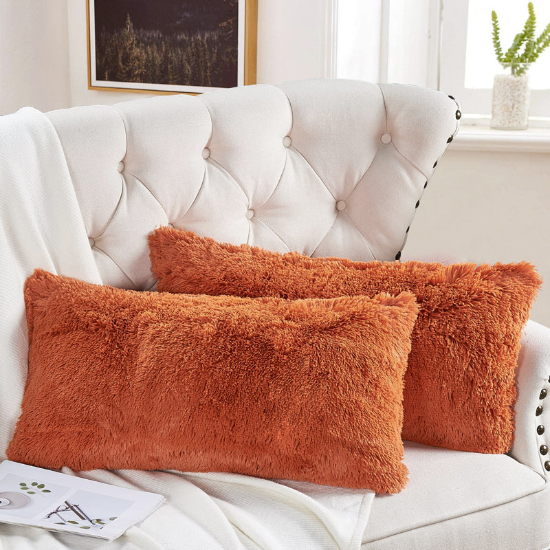 Rectangular Lumbar Cushion Cover, Burnt Orange