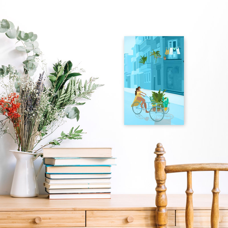 Havana Tranquil Vibrant Abstract Cactus City Summer Wall Art Print by Petra Lizde - Wrapped Canvas Print