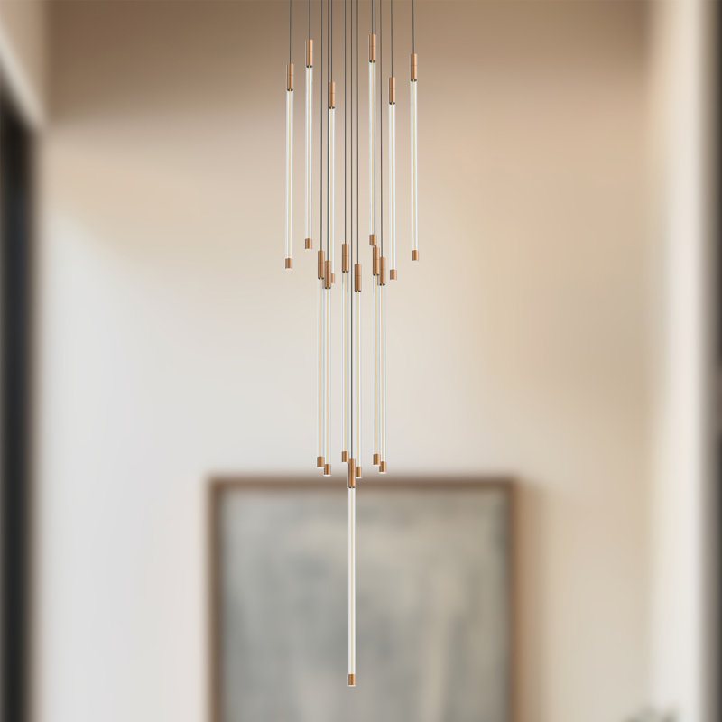 Motif 13 - Light LED Pendant, 13" H x 12.75" W x 12.75" D, Vintage Brass