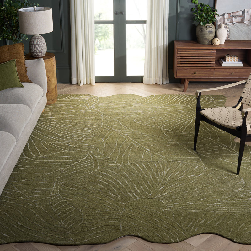 Soho 183 Hand Tufted Viscose; Wool Floral Rug in Green, Rectangle 8' x 10'