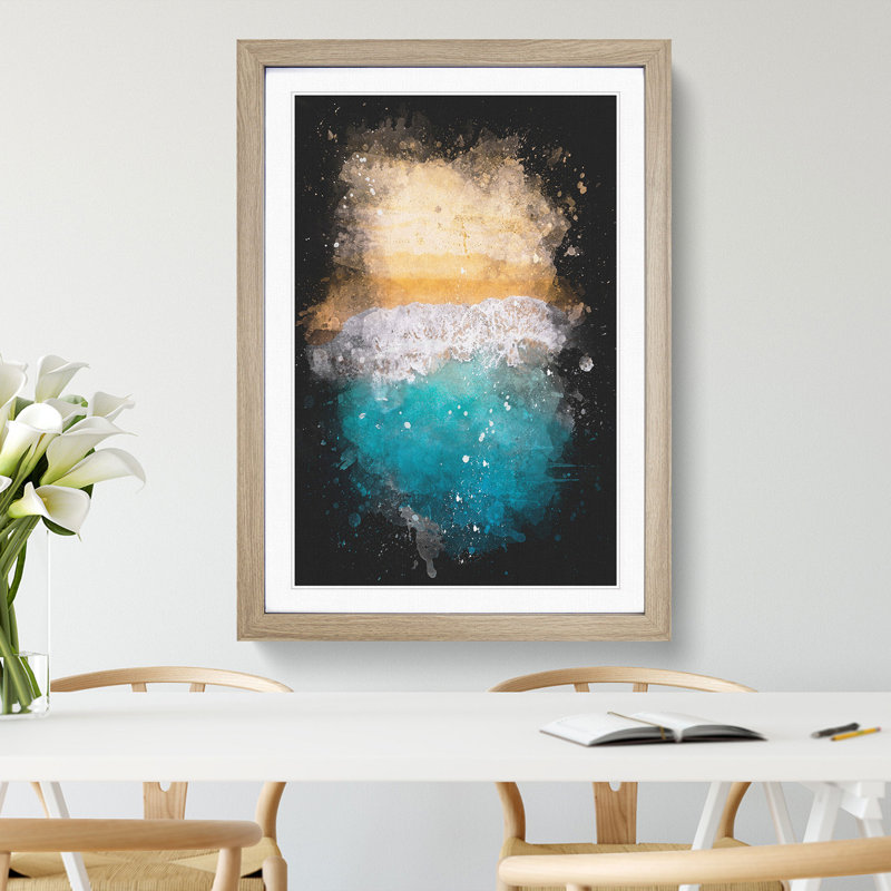 'Beach in Australia' - Picture Frame Graphic Art Print, 87cm H x 62cm W x 2cm D, Oak Framed