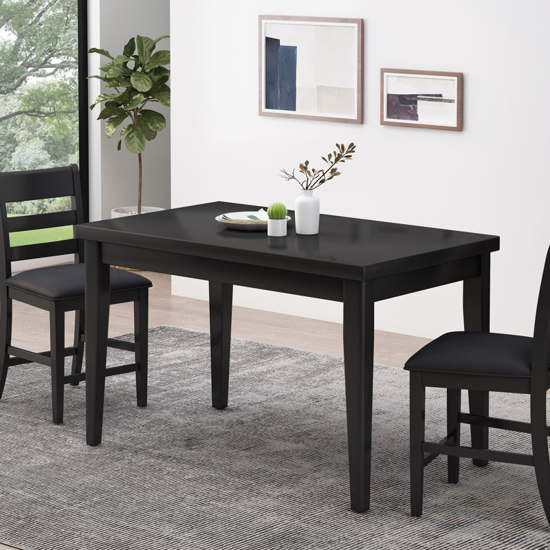  Table de salle à manger à hauteur de comptoir, îlot de cuisine 36,5 po avec cadre en bois, noir mat, Noir mat