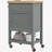 Utility Kitchen Cart, Rolling Kitchen Island with Smooth Rubberwood Top, Narrow Butcher Block Surface on Wheels with Storage Drawer & Cabinet, Gray-799461448
