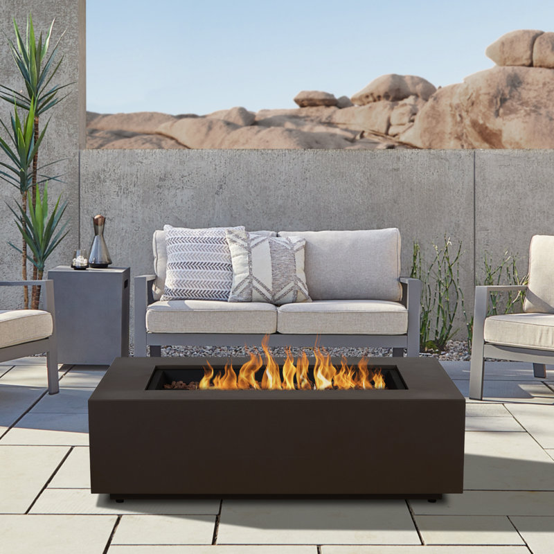 AEGEAN Propane / Natural Gas Outdoor Fire Pit Table, Dark Bronze, 15" H x 50" W x 32" D