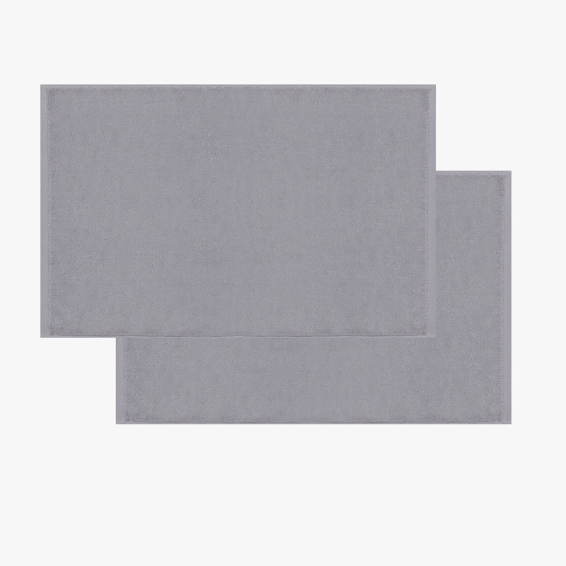 Mac 2 Pcs Turkish Bath Mat Set, Silver