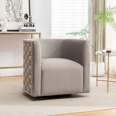 Occie Velvet Swivel Barrel Chair