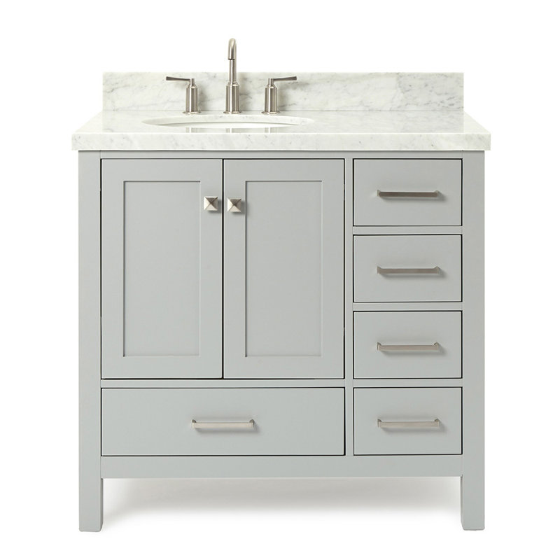 Ensemble de meuble-lavabo simple 37 po Cambridge, Ovale, Gris