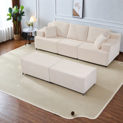 Canapés Compression Cloud, canapé d'angle modulaire moderne en velours côtelé de 131 pouces