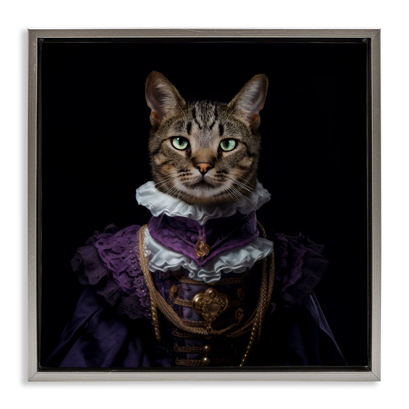 Cadre flottant Lady of Paws & Prestige, design par Kelley Parker, H 25 po x l 25 po, Gris