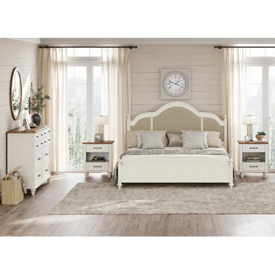WAMPAT 3 Piece Bedroom Set - Includes Farmhouse 8 Drawer Dresser, Set Of 2 Bedside Tables With Charging Station & Shelf, 3 Piece Dresser And Nightstan by Alcott Hill
