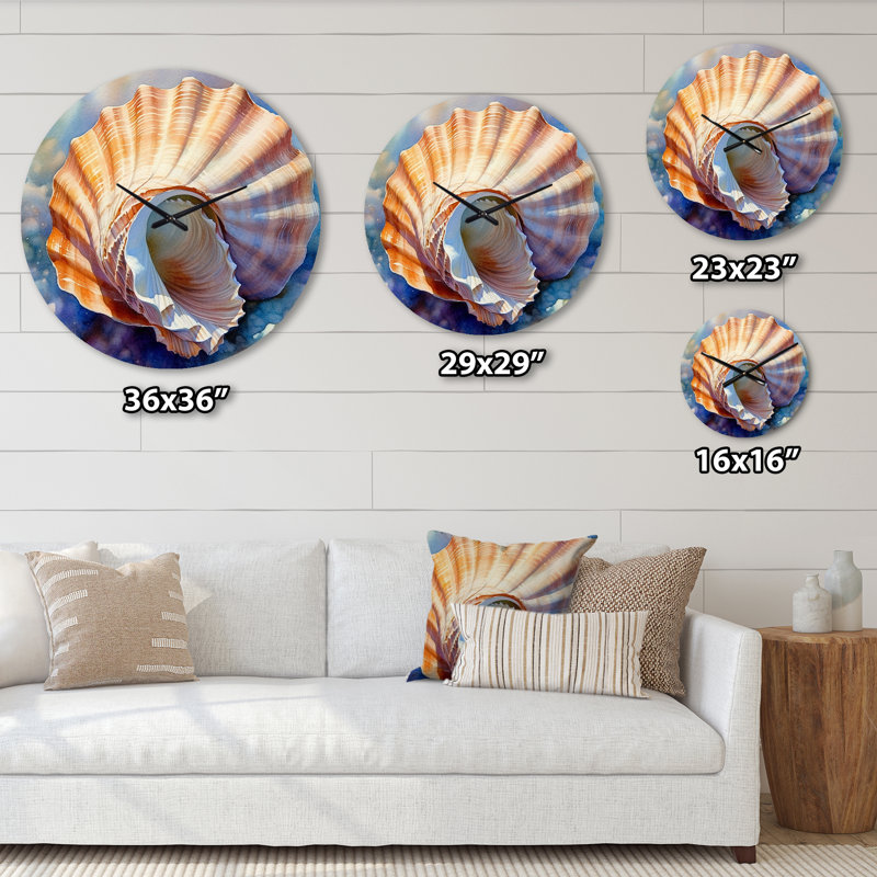 Horloge murale Coastal Seashell I, Petit
