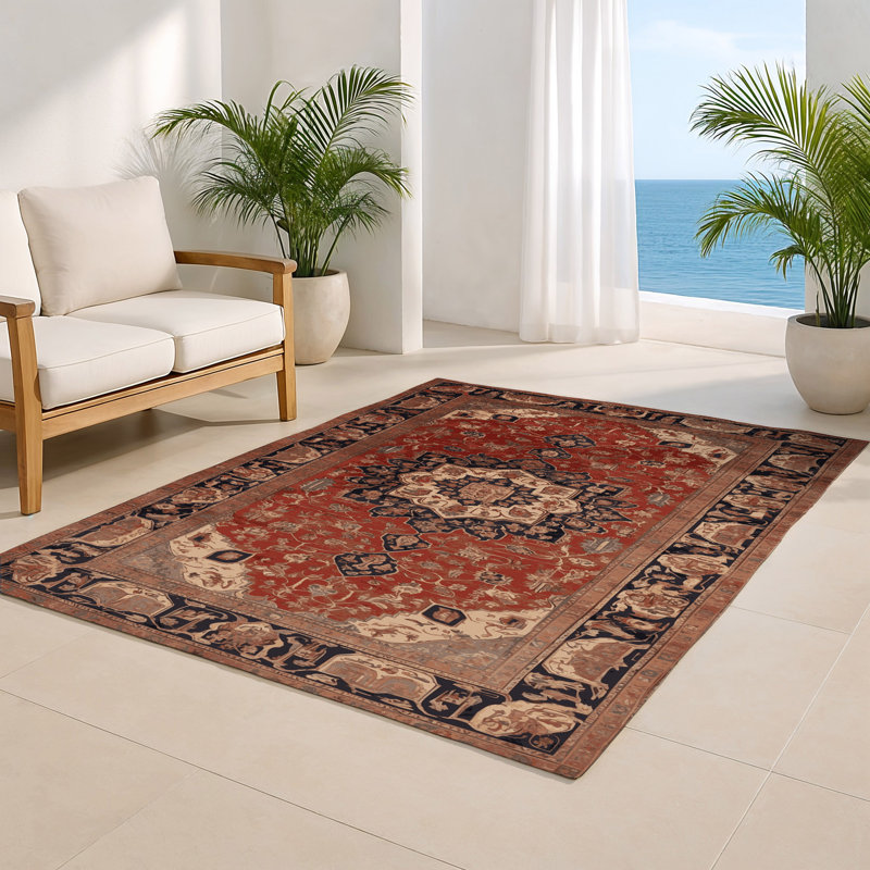 Persian Brown Indoor and Outdoor Area Rug, Rectangle 8' x 10'