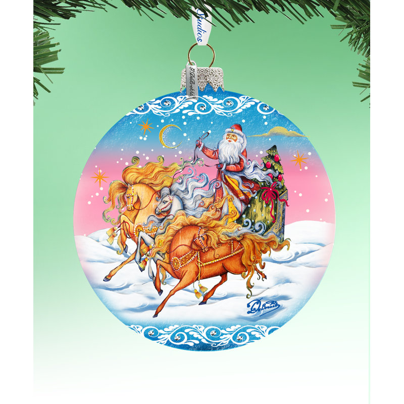 Holiday Splendor 5.5'' Handmade Glass Ball Ornament, Christmas 8, 5.5" H x 5" W x 5" D