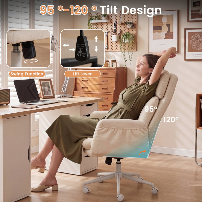Fauteuil de direction à haut dossier avec accoudoirs, fauteuil de direction ergonomique pivotant à hauteur réglable avec dossier et poches latérales