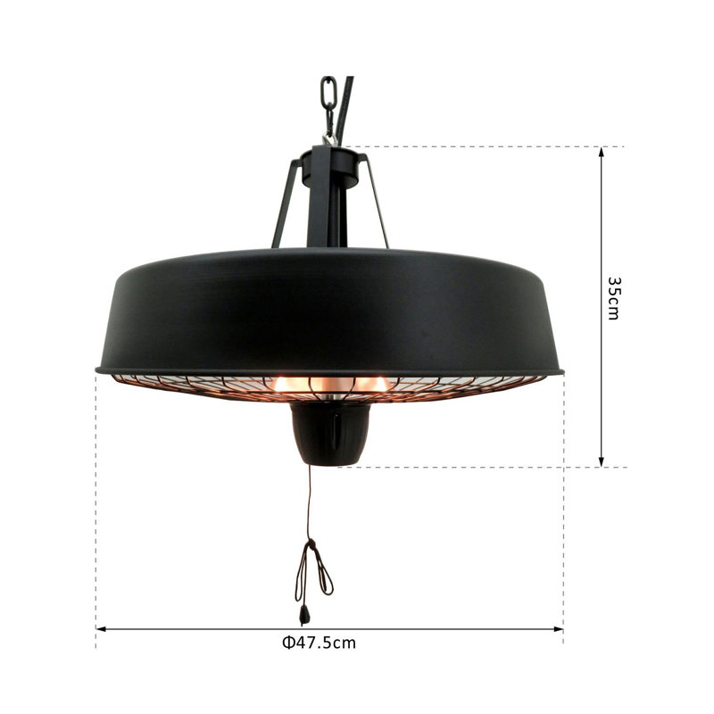 Jannie Electric Patio Light Heater Adjustable Power 1000/2500W Black