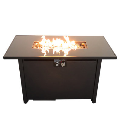 Steel Outdoor Fire Pit Table, 25'' H X 42'' W, 50000 , Black, Heat & Rust , Garden Synthesis Modern Implement