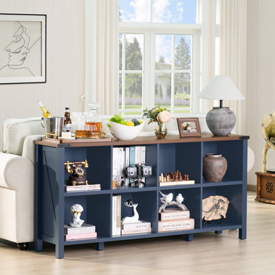 Farmhouse Wood Long Storage Organizer Bookcase