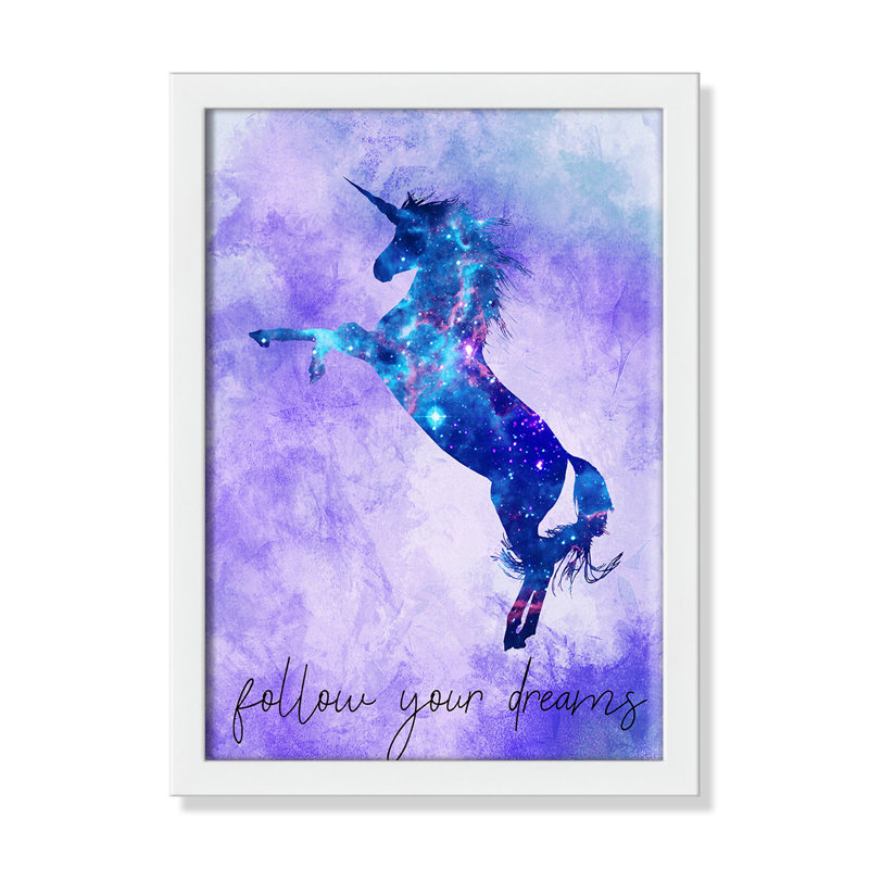 « follow your rêves licorne », art encadré, H 15 po x l 11 po x P 1,19 po, Encadré de boîte blanc