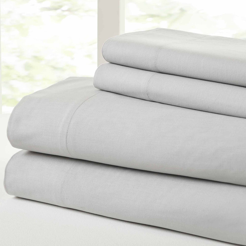 Twin Sheet Set + Fitted Sheet + 1 Pillowcase, Gray/Silver