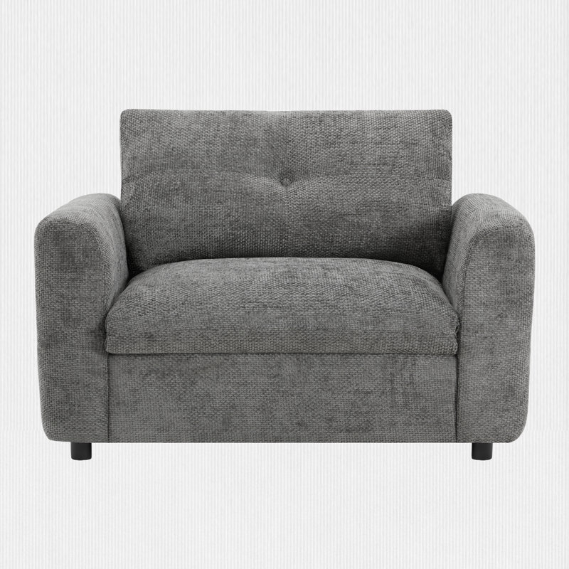 42" Wide Upholstered Accent Armchair With USB Ports, Grey