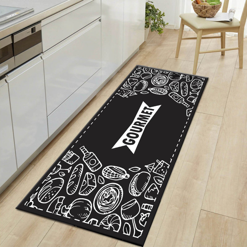 Tapis en jute tissé à la machine en noir / blanc, Rectangle 2 pi 7 po x 4 pi 11 po