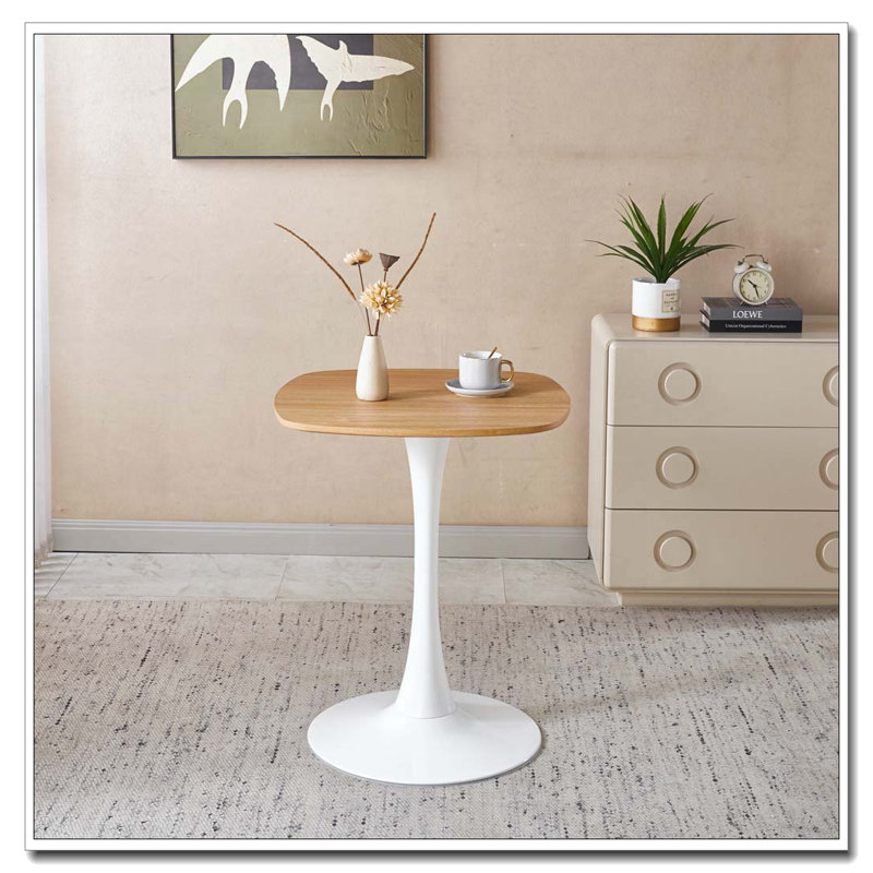 Table à manger 23,62 pouces, H 28,93 po x L 23,62 po x l 23,62 po, Chêne / Blanc