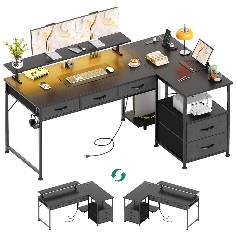 Metal Base Computer Desk, Black