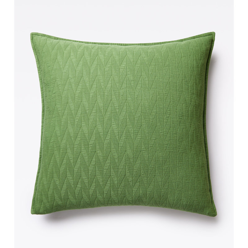 Cotton Matelassé Herringbone Euro Sham in Sand, Green