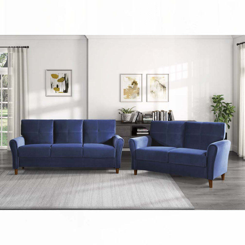 Causeuse en tissu d'ameublement en velours, Bleu