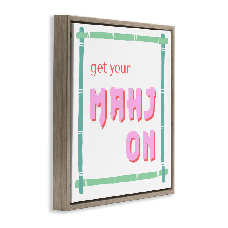 «Get Your Mahj On Floating Frame», conception de Krissy Mast, H 25 po x l 25 po, Cadre flottant orme Montalcino