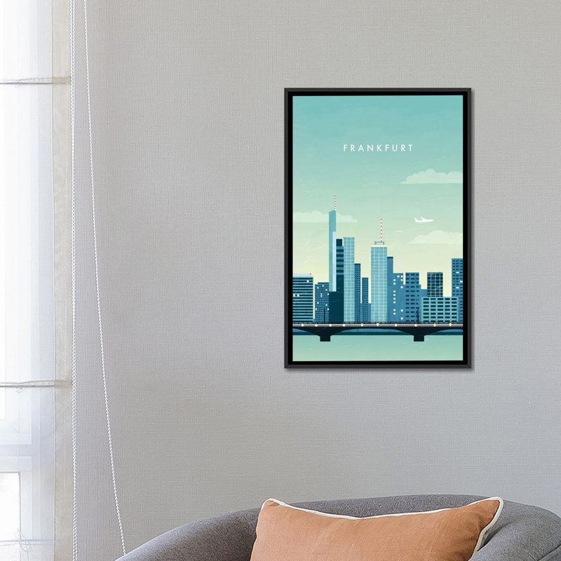 « francfort », impression sur toile, H 26 po x l 18 po x P 1,5 po, Toile encadrée noire, Pas de tapis