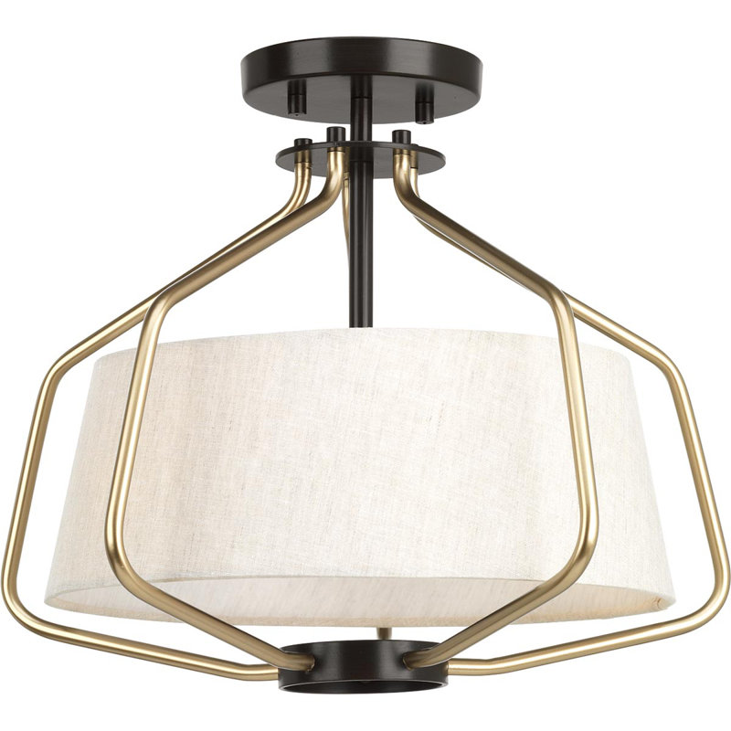 Geib Fabric Semi Flush Mount, Antique Bronze
