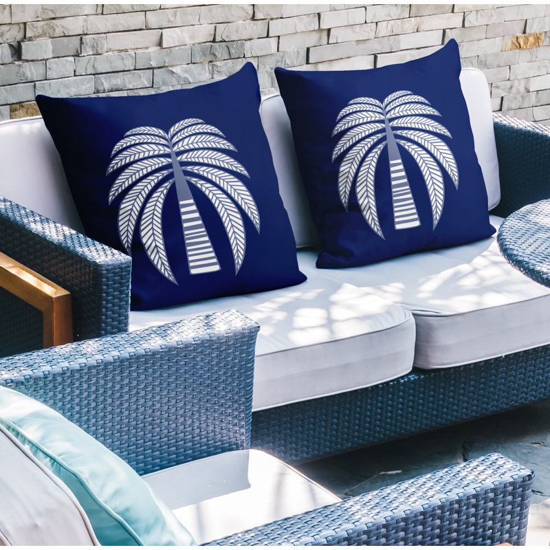 Housse et insert de coussin décoratif intérieur / extérieur en mélange de polyester, L 15 po x H 15 po, Bleu marine