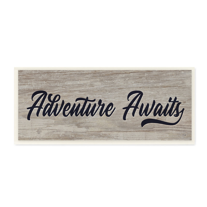 " Adventure Awaits Rustic Vintage Typography Grain Pattern " by Yass Naffas Designs