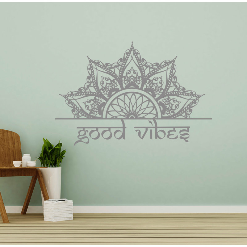Adhésif décoratif demi-mandala, 18 po x 35 po, Argent