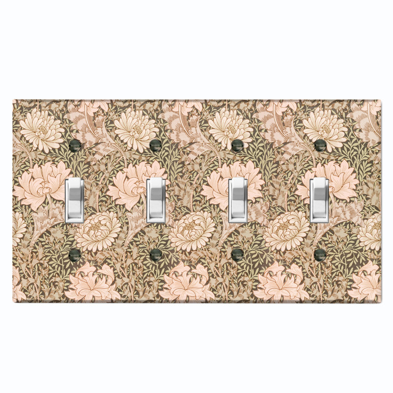 Copper Rust Patina Teal Print 4 - Gang Toggle Light Switch Standard Wall Plate, Pink
