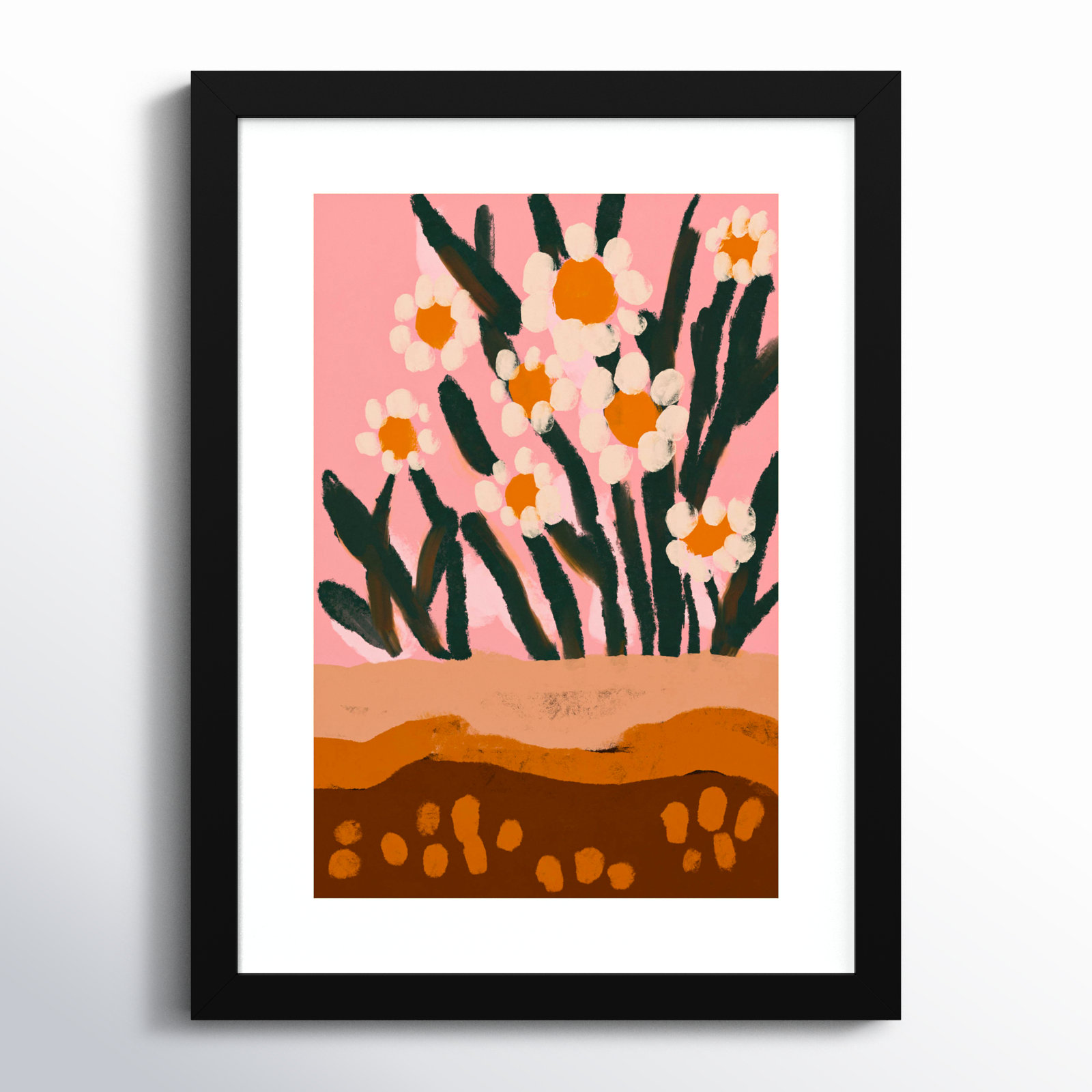 Pastel Flower Impression No 3, 17" H x 13" W, Black