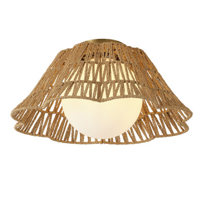 1-Dimmable paper rope glass Flush mount light