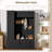 79'' Tall 4-In-1 Wooden Hall Tree - Entryway Coat Rack With Bench, 4 Hooks, 6 Storage Cabinets & Adjustable Shelf(Black)-1674257233
