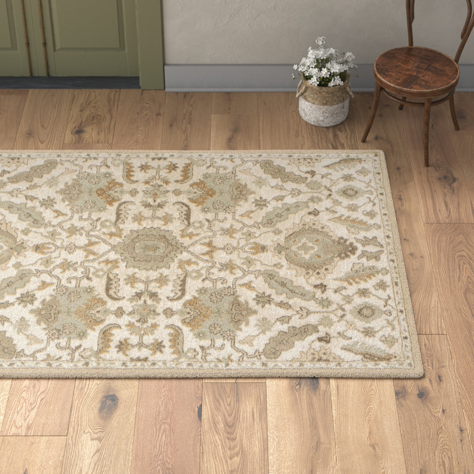 Arden Hand Tufted Wool Cream Rug, Rectangle 6' x 9'
