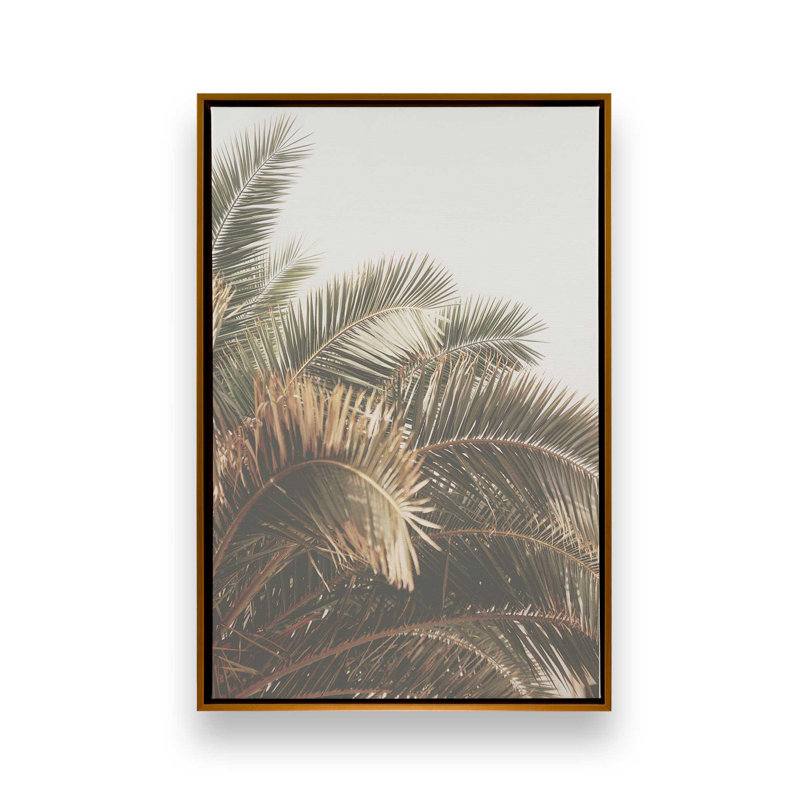 Impression sur toile Palm Grove Bliss, H 36,75 po x l 24,75 po x P 1,75 po, Cadre flottant or poli