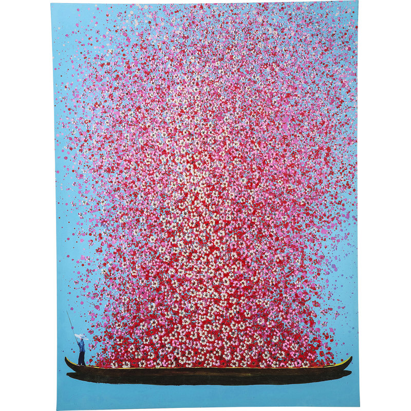 Canvas Picture Flower Boat, Pink/Blue, 100cm H x 80cm W x 3.5cm D