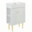 Meuble-lavabo blanc 21,6 po, armoire combinée, meuble de rangement pour salle de bain, lavabo simple en céramique, rangement à gauche