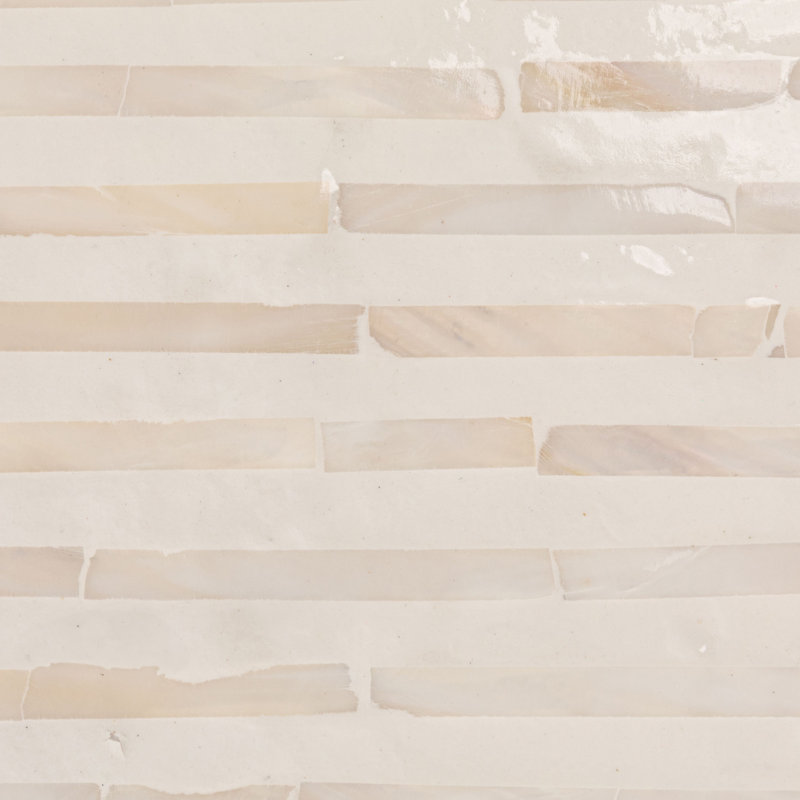Table de bout Ventura en nacre blanche, Blanc