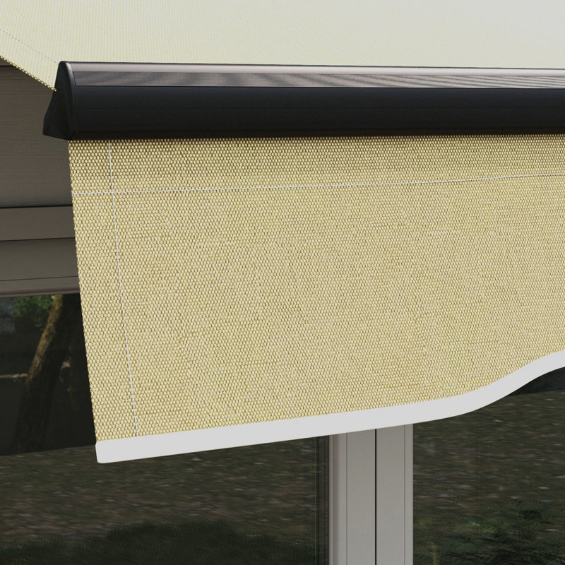 10' X 8' Retractable Balcony Awning, Patio Sun Shelter With 280gsm Fabric, Manual Crank, Aluminum Frame, Beige For Deck, Yard Awning 8', Sunshade Balcony,