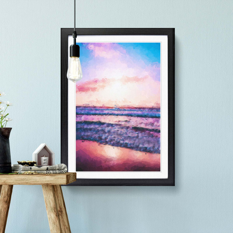 Pink Beach in Abstract - Framed Print, Black, 60cm H x 40cm W x 2cm D