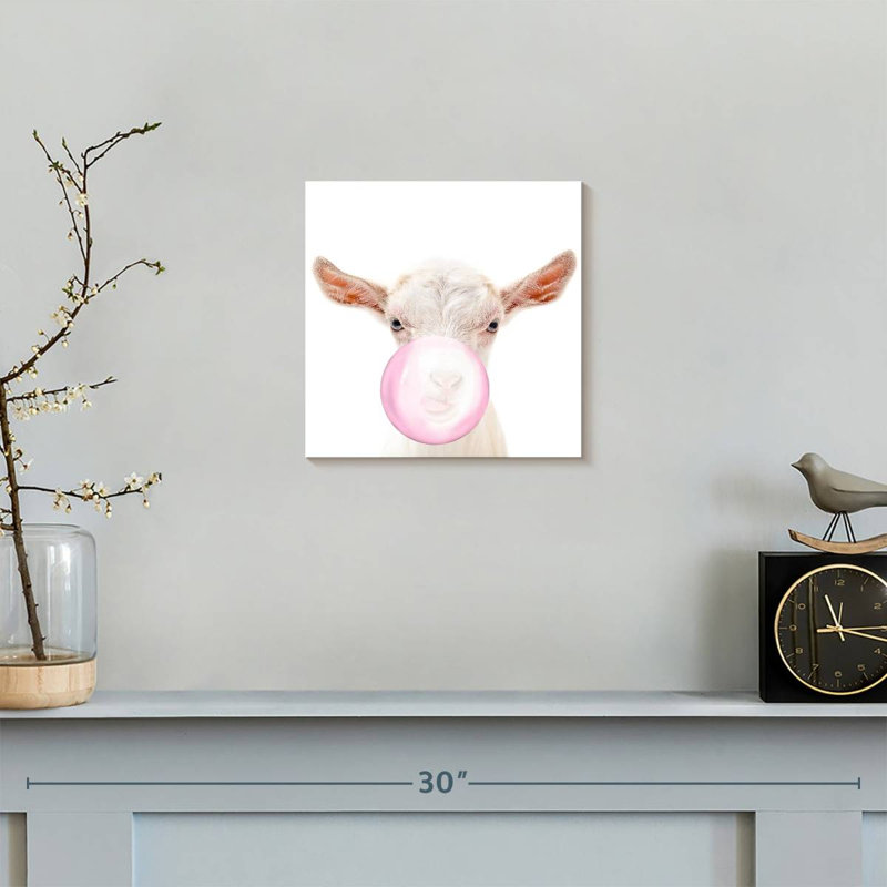 " Bubble Gum Goat ", 10" H x 10" W x 1.25" D