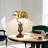 Vintage Stained Glass Table Lamp With E26 Warm Light,Bronze Base